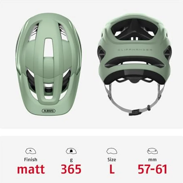 ABUS MTB-Helm CliffHanger, leichter Fahrradhelm mit ActiCage-Technologie und TriVider Riemensystem, für Damen und Herren, Grün, Größe L – Bild 3