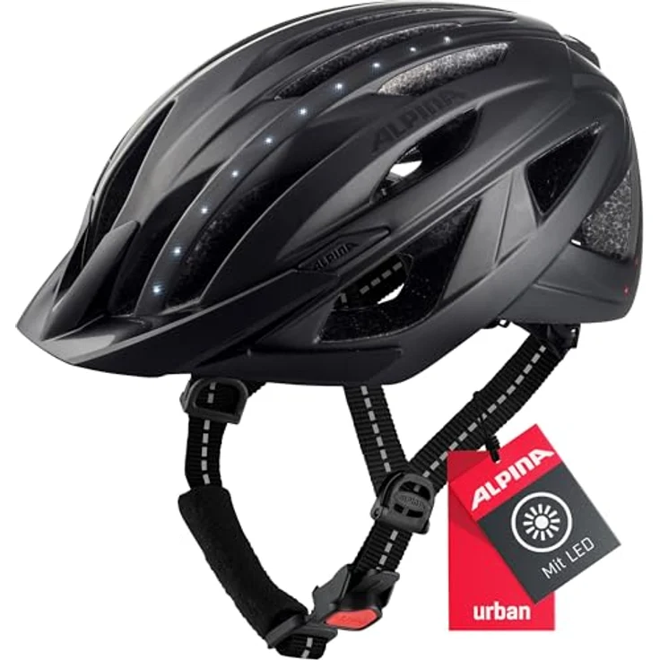 Alpina Haga Led Black Matt, Größe 51 - 56 cm - Fahrradhelm, Farbe Schwarz – Bild 2