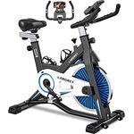 LABGREY Heimtrainer, Fitness Fahrrad für Zuhause, Indoor Kardio Training, Bike mit Pulsmesser, LCD Display, Ipad Halter, Sitz & Widerstand Einstellbar, Bis 130 kg (Blau)