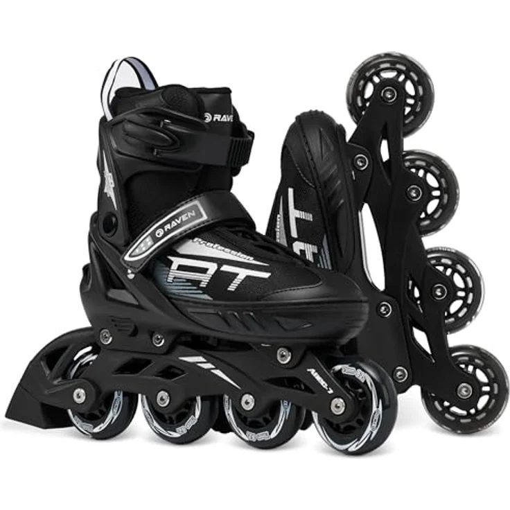 RAVEN Profession Inlineskates, verstellbar 2in1 mit Schlittschuhen, für Kinder und Erwachsene, schwarz, Größe 28-32 (18,5-21 cm) mit SAS Stoßdämpfungssystem und Triple-Vent-Belüftung – Bild 4