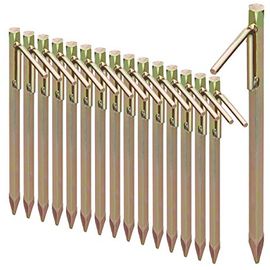 Relaxdays 16 x Bodenanker, Sturmsichere Erdanker für Harte Böden, 30,5 cm, Zeltzubehör, Stahl galvanisiert, Gold