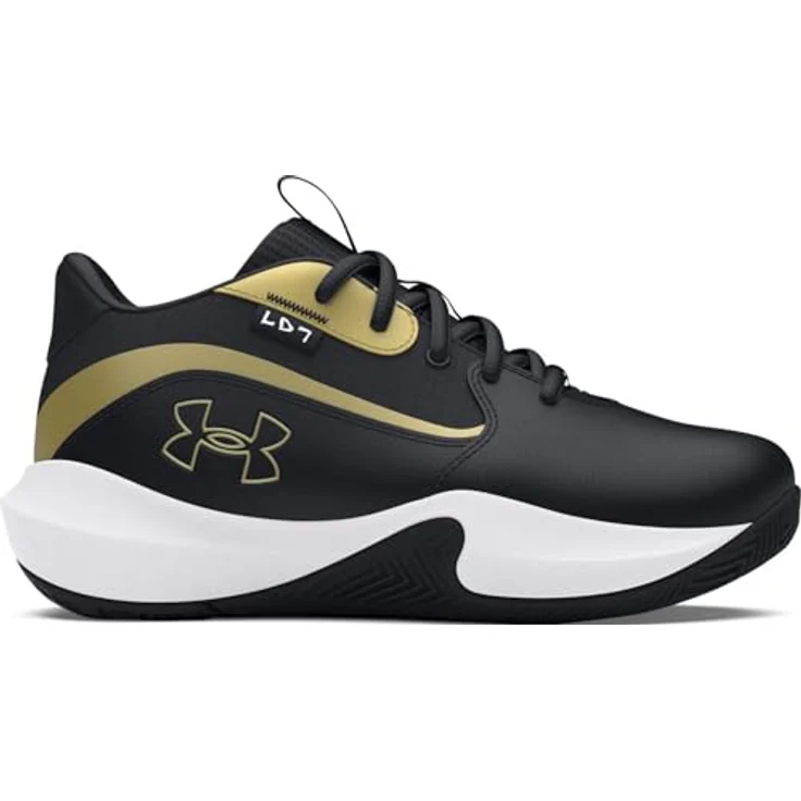 Under Armour Ua Ps Lockdown 7, Laufschuhe für Kinder mit optimalem Halt, atmungsaktivem Obermaterial und strapazierfähiger Gummisohle, schwarz, Größe: 2b – Bild 3