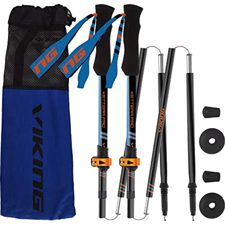 VIKING Kettera Pro Wanderstöcke faltbar, Aluminium-Trekkingstöcke mit ergonomischem EVA-Handgriff und schnellem Teleskopschloss, 115-135 cm einstellbar