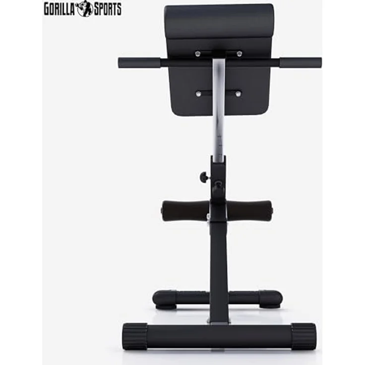 GORILLA SPORTS® Hyperextension Rückentrainer - 5-fach Verstellbar, Klappbar, mit Beinfixierung, bis 120 kg, Schwarz/Weiß - Rückenstrecker, Bauchtrainer, Römischer Stuhl, Fitness, Training, Home Gym – Bild 4