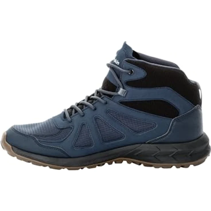 Jack Wolfskin Woodland 2 Texapore Mid M, Herren Wanderschuhe mit Texapore Membran, wasser- und winddicht, Blau, Größe 45 – Bild 4