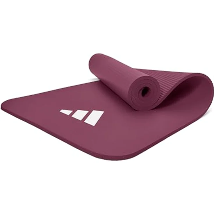 adidas ADMT-11015MN Fitness Mat, 10mm NBR Yogamatte mit rutschfester Oberfläche, maroon, 183 x 61 cm – Bild 2