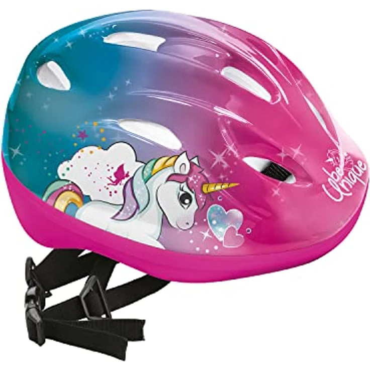 Mondo Kinderfahrradhelm Mondo Toys 28507, Unicorn Design, Rosablu, Größe S (52-56 cm), sicher und bequem für 3-8 Jahre – Bild 1