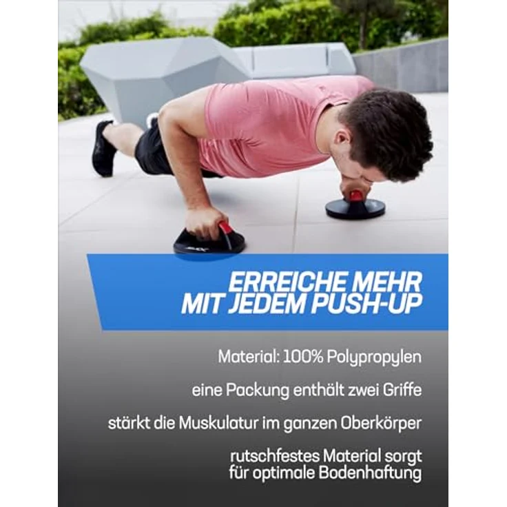 JELEX Pump Machine Push Up Liegestützgriffe schwarz-rot, stärkt Muskulatur im ganzen Oberkörper – Bild 3