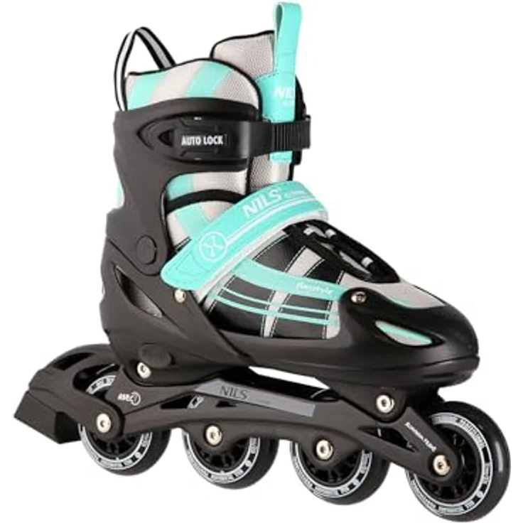 Nils Extreme 2-In-1 Inliner Eishockey Chaska, Blau-Grün, Größe S (31-34), Schnalleverschluss – Bild 2