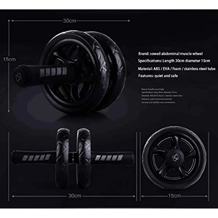 H&S Fitness Bauchtrainer Gerät - Ab Roller Bauchmuskeltrainer mit Extra Dicker Fitness Knie-Pad-Matte - Sportgeräte & Trainingsgeräte für Männer & Frauen für Zuhause – Bild 4