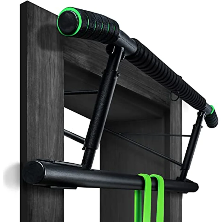 Veluris Klimmzugstange Türrahmen - Stark belastbare Pull up bar [bis 200 KG]- Türreck ohne Aufbau - 20 cm höher im Rahmen - Auch für Dips&Push Ups (abgerundet) – Bild 1