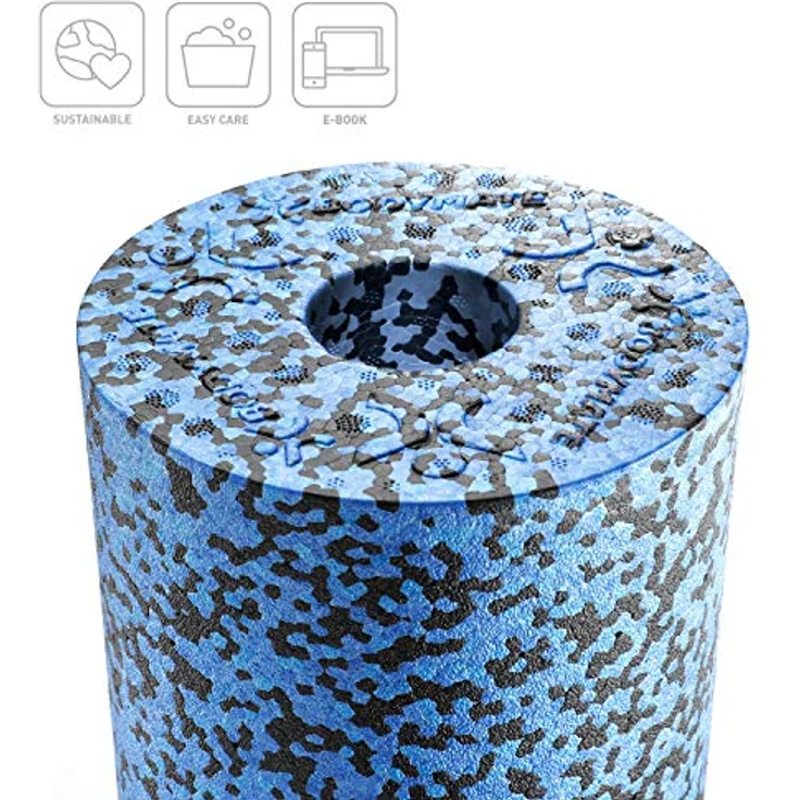 BODYMATE Faszienrolle Standard Mittel-Hart, Massagegerät zur Faszientherapie mit Gratis E-Book, Black/Blue Sapphire-Blue, 30x15cm – Bild 2