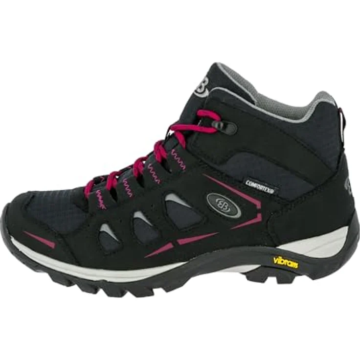 Brütting Damen Wanderschuhe, robuste Outdoorschuhe mit Schnürung, flacher Absatz 2 cm, Größe 42, Schwarz – Bild 2