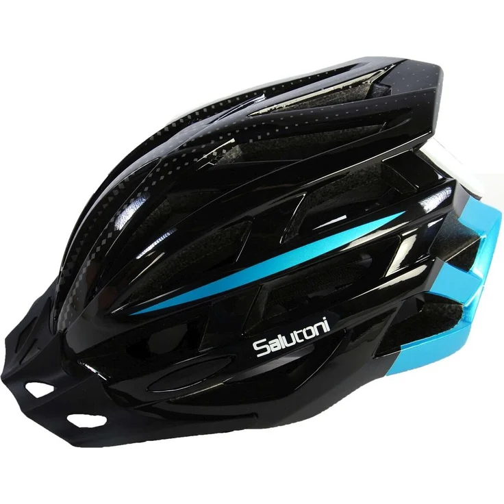 Ty-Trade Schutzhelm 856, Fahrradhelm für Damen, Herren und Jugend, In-Mold Konstruktion, verstellbar 58-61 cm, schwarz-blau mit Sonnenblende