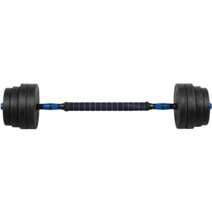 REBEL ACTIVE Bitumen-Hantelset mit Verbindungsstange, 2x15 kg, zementgefüllt, vielseitig für Krafttraining – Bild 5
