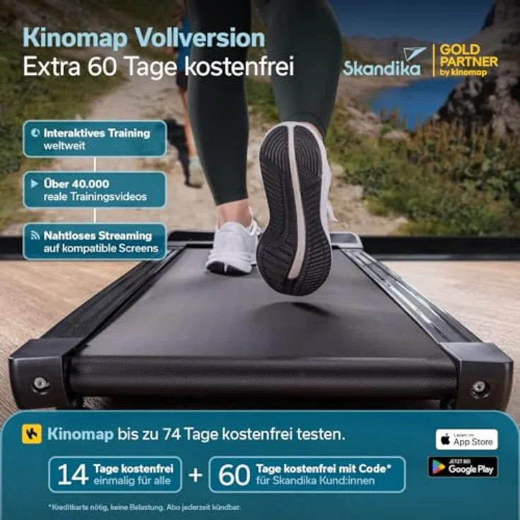 Skandika Walking Pad Nordik K6, Laufband für zuhause mit 6 km/h, 110 × 39,5 cm Lauffläche, LED-Display, Fernbedienung, Bluetooth, Kinomap App-kompatibel, kompakt und platzsparend – Bild 5