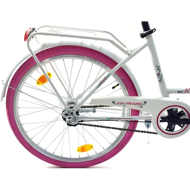 T&Y Trade 24 Zoll Kinder Mädchen City Fahrrad Nexus Nabenschaltung STVO Beleuchtung Weiß mit Pink 3 Gang – Bild 3