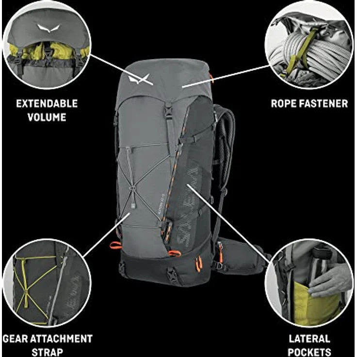Salewa Alptrek 42+5 L Rucksack, Grau - Verstellbarer Trekkingrucksack mit 42L Fassungsvermögen und erweiterbarem Volumen – Bild 3