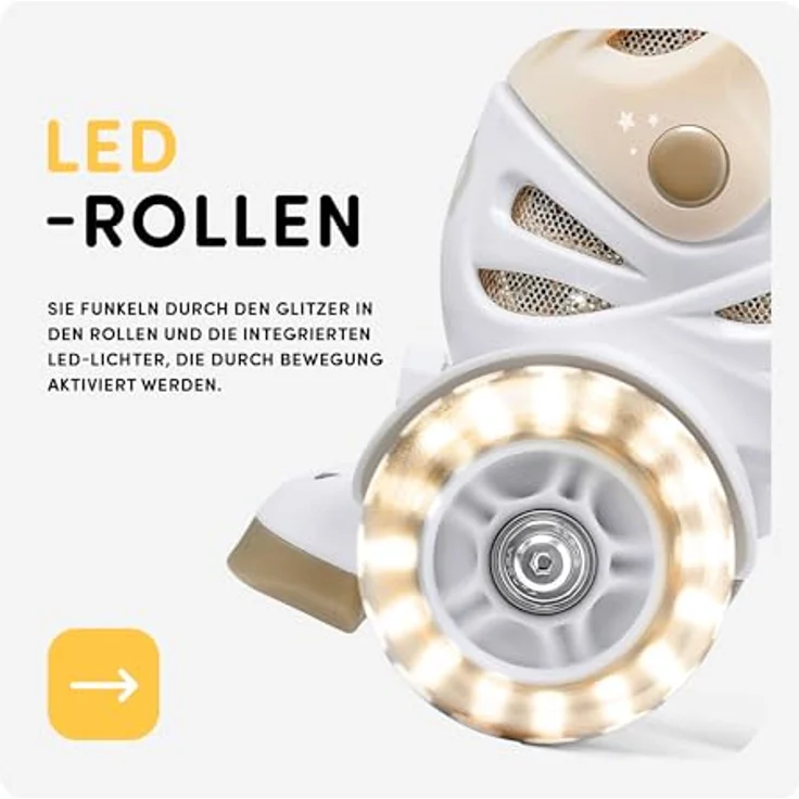 CARIBOO Einstellbare Kinder-Inlineskates Ballerina mit LED-Rädern, Hardshell-Konstruktion, Größenverstellbar 26-35 – Bild 4
