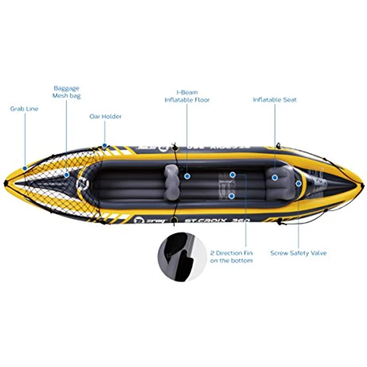 ZRAY ST.CROIX 360, Aufblasbares Kajak für 2 Personen, 350 x 78 x 52 cm, inkl. Pumpe, Paddel und Tragetasche – Bild 3