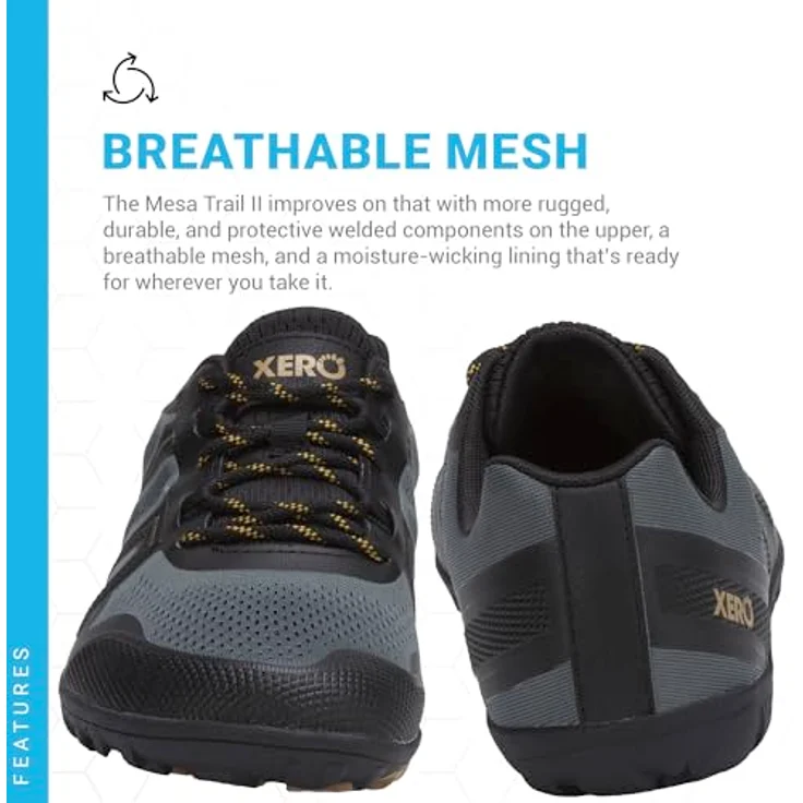 Xero Shoes Mesa Trail II, Herren Laufschuhe für Trailrunning, minimalistische Konstruktion, atmungsaktives Obermaterial, Gummisohle für hohe Traktion, Größe 45, Grün – Bild 6