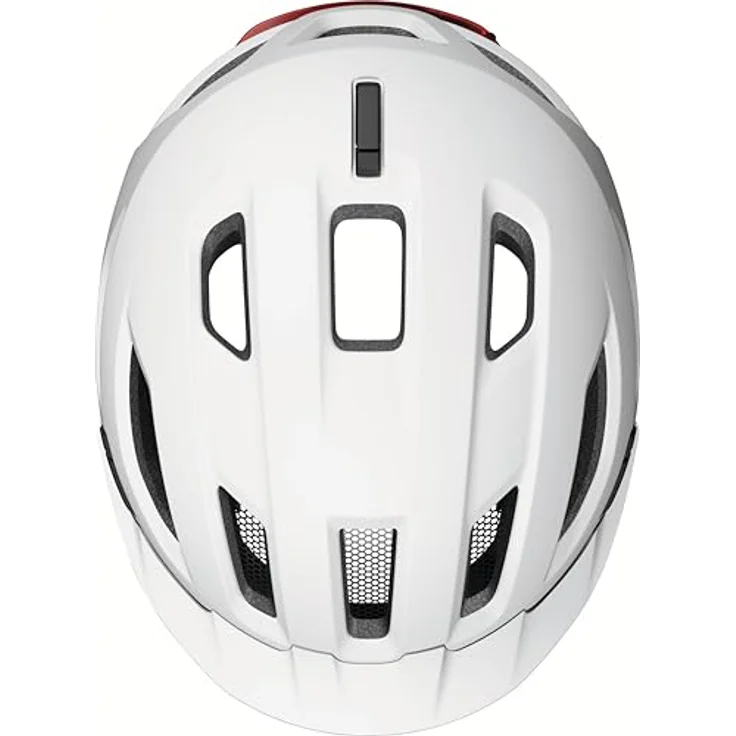 ABUS Stadthelm Urban-I 4.0 ACE, Fahrradhelm mit aufladbarem Rücklicht, 4 Leuchtmodi, Schirm, Zopf-Öffnung, magnetischem Verschluss, Größe S, weiß – Bild 5