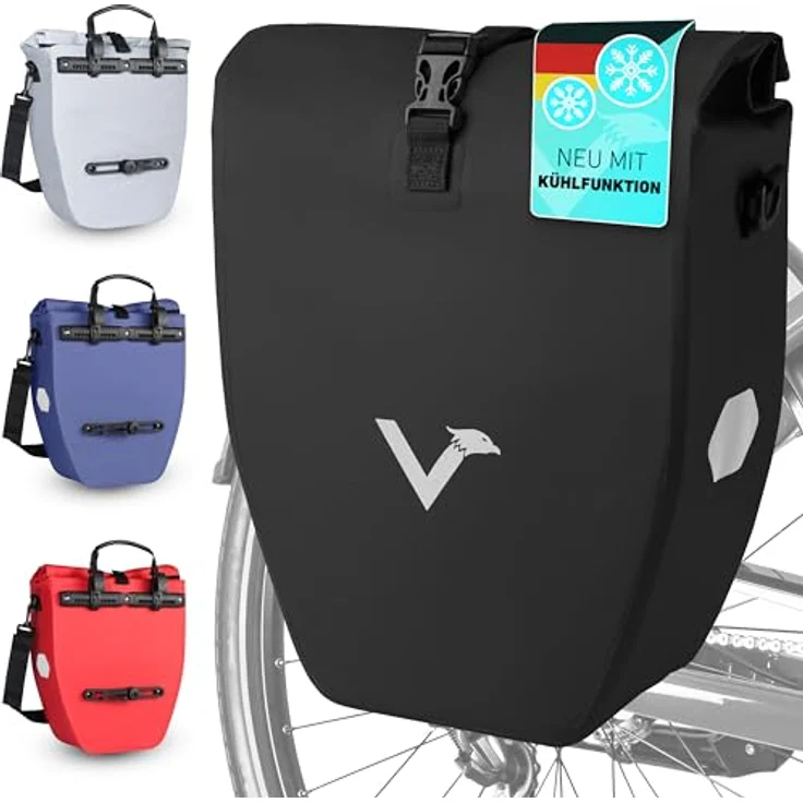 Valkental® Gepäckträgertasche BikeBag, wasserdicht, 18-22L, abschließbar, mit großen Reflektoren, bombenfester Sitz, mehrfach ausgezeichnet – Bild 1