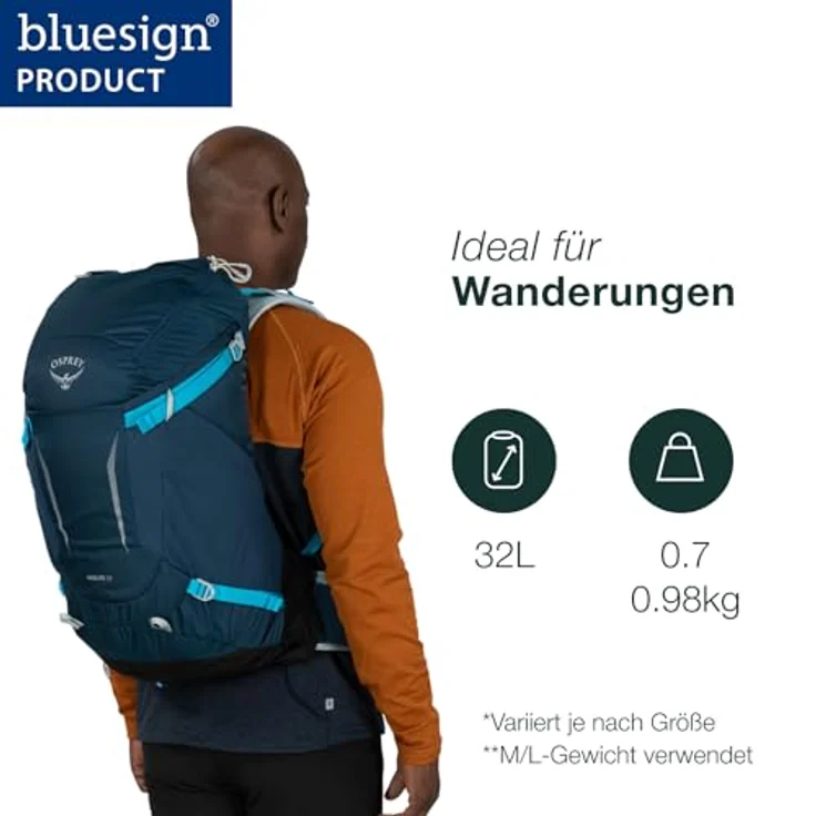 Osprey Hikelite Zip 32 Wanderrucksack S-M, 55 cm, 100% Nylon, rot – Bild 2