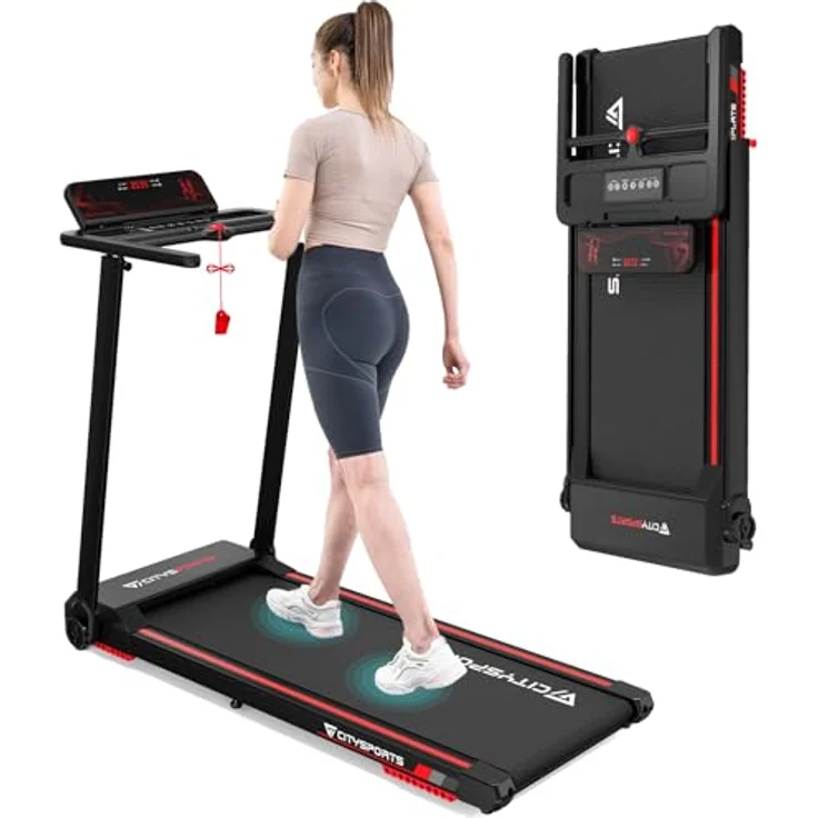 CITYSPORTS Elektrisches Laufband,Klappbares Laufband für Zuhause bis 12 km/h,mit LED-Anzeige,APP und 360° Tablet Holder,kompakte Walking Pad für Zuhause und Büro – Bild 1