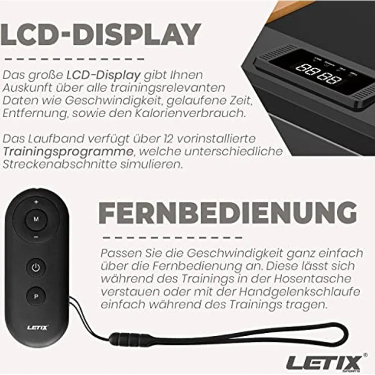 Letix Sports Laufband DeskWalk360 Motorisiert mit LCD-Display, Schreibtisch Heimtrainer Elektrisch (Antistatische Lauffläche, Ultra Slim Design) - Preisvergleich – Bild 6