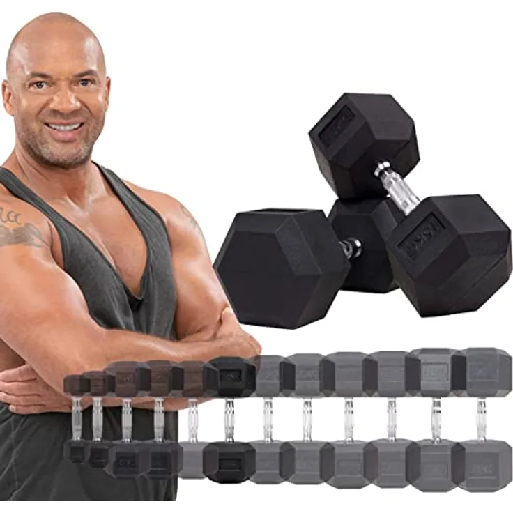 Miweba Sports Hexagon Hanteln HGH100 | 2,5-30kg - 𝐏𝐫𝐨𝐟𝐢 Hantel - Hantelset - Kurzhanteln - Gusseisen - Ergonomischer Griff - Einzelhantel - Hantel Set - Dumbbell (12.5 kg, Hantelpaar)