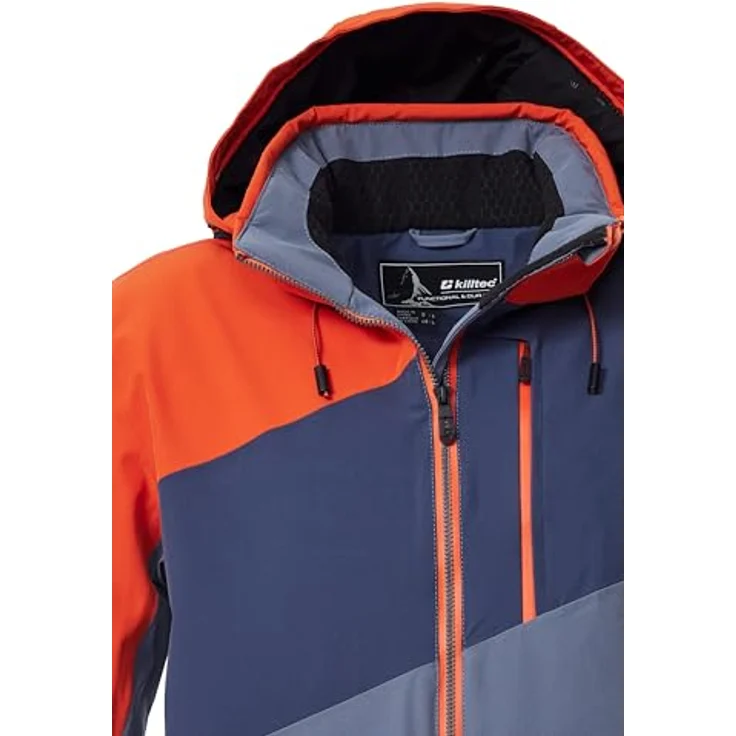 Killtec Ksw 32 Mn Ski Jckt, moderne Colourblock Skijacke, atmungsaktiv, wasserdicht, Farbe Stahl, Größe L – Bild 5