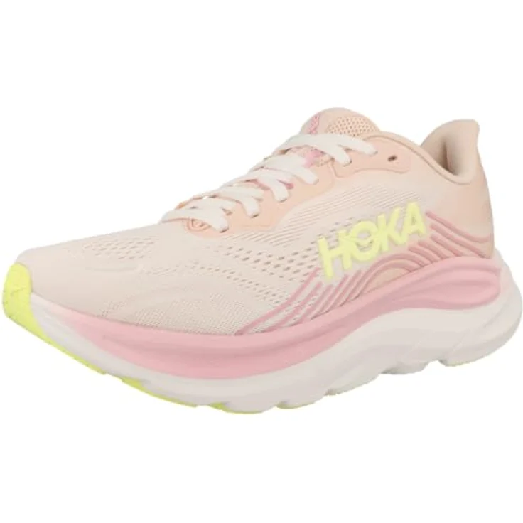 Hoka One One W Clifton 11, Neutrale Laufschuhe mit atmungsaktivem Mesh, dämpfendem EVA-Schaum, Tangerine Glow / White, Größe 43 1/3 – Bild 4