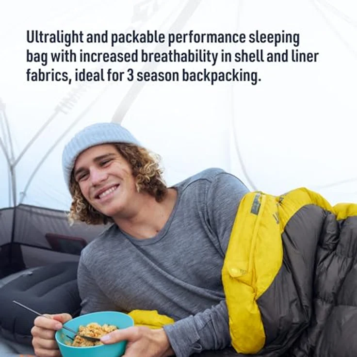 Sea to Summit Spark Ultralight Daunenschlafsack Regular (-9°C) - Mumienschlafsack mit Daunenfüllung - 3 Jahreszeiten - Für Wanderungen - Grey & Yellow - 730g – Bild 2