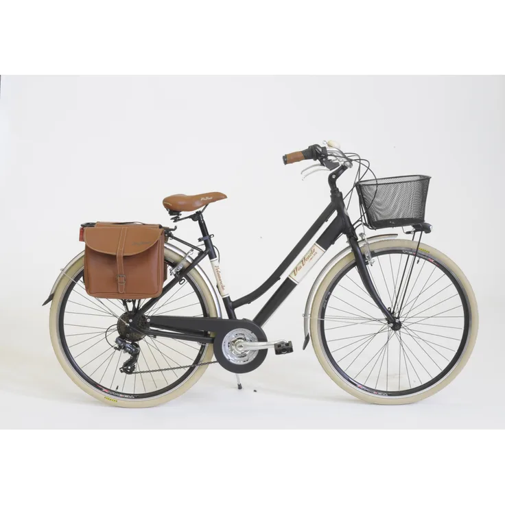 Via Veneto Cityfahrrad 28 Zoll 615 Lady, Straßen- und Trekkingfahrrad mit 18-Gang Shimano Schaltung, Schwarz