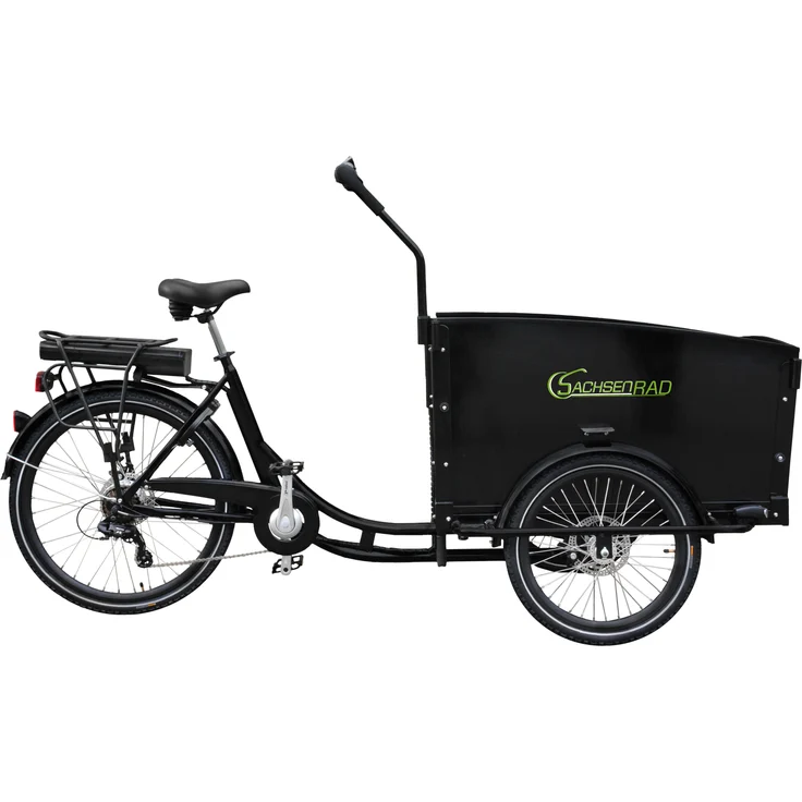 SachsenRAD E-Lastenrad T1 Grand Trunk, Flexible Transportbox mit versteckter abschließbarer Box, LCD Display und StVZO-Zulassung, schwarz/blau