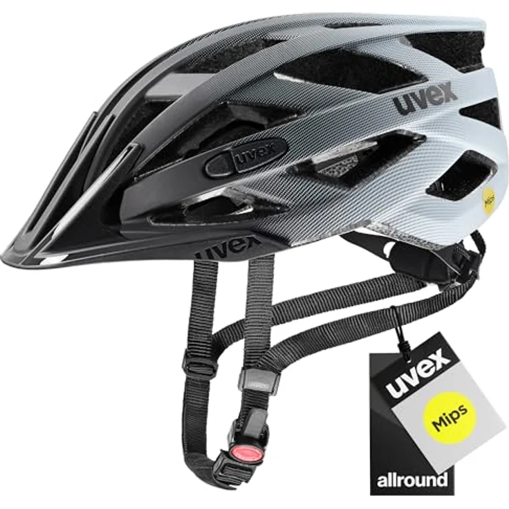 Uvex I-VO CC Mips, Fahrradhelm schwarz-grau matt, Größe 52-57 cm, mit integrierter Sonnenblende und Fliegengitter, 24 Belüftungsöffnungen – Bild 1