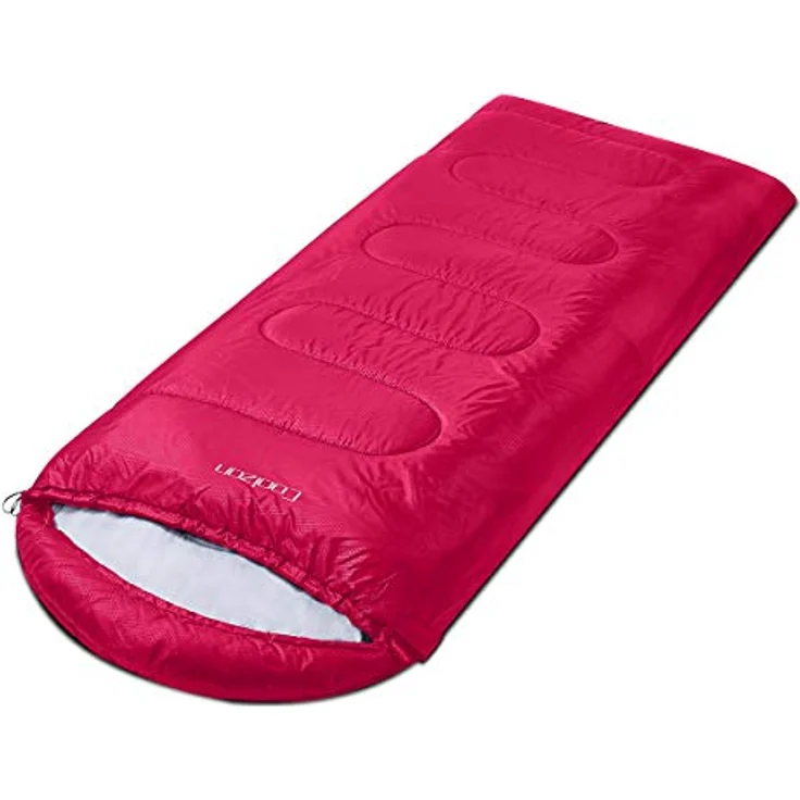 Coolzon Outdoor Schlafsack 3-4 Jahreszeiten, ultraleicht, wasserabweisend, bequem und warm, kompaktes Packmaß, rot – Bild 3