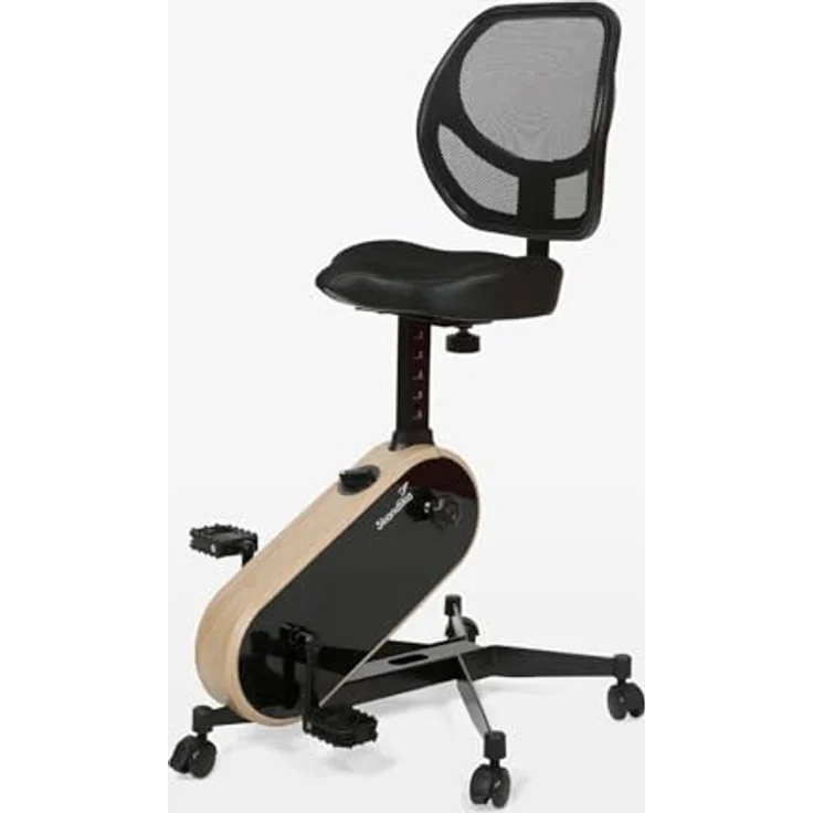 Skandika Office Bike, Ergometer mit 8-fach verstellbarer Sitzhöhe und Bluetooth-Receiver, Holzoptik – Bild 8