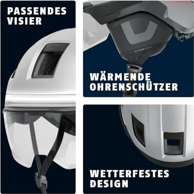 ABUS HYP-E B.LACE Fahrradhelm, mit Front-, Rück- und Blinklicht, kabelloses Bremslicht, Visier und Ohrenschützer, für E-Bike und S-Pedelec, ilber, Größe L (57-61 cm) – Bild 3