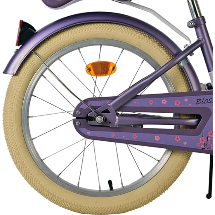 Volare Kinderfahrrad Blossom, 18 Zoll für Mädchen, lila, mit geschlossenen Kettenschutz, höhenverstellbarem Sattel und Lenker, Hand- und Rücktrittbremse – Bild 4