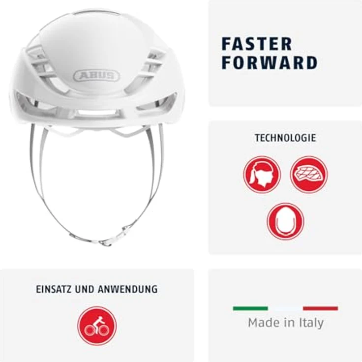 ABUS Rennradhelm GameChanger 2.0, High Performance Aerohelm mit optimierter Aerodynamik und Belüftung, Pure White, Größe S (51-55 cm) – Bild 2