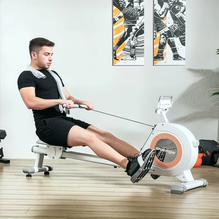 SPORTNOW Rudergerät für Zuhause, Magnetisches Rudergerät mit 16 Widerstandsstufen, LCD-Monitor, Telefon-/IPAD-Halter, belastbar bis 150kg – Bild 2