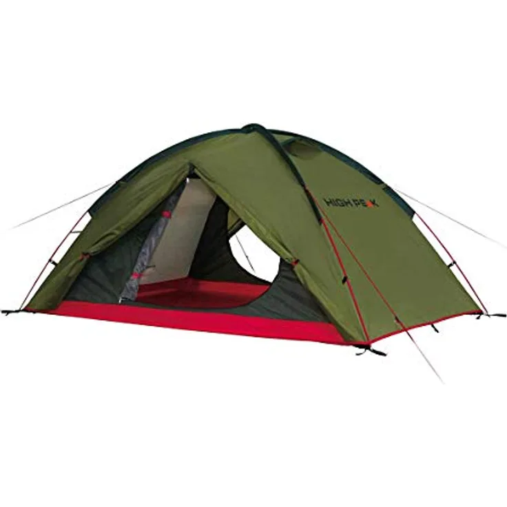 High Peak Kuppelzelt Woodpecker 3, Campingzelt für 3 Personen, 2 Eingänge, Moskitoschutz, windstabil, rot