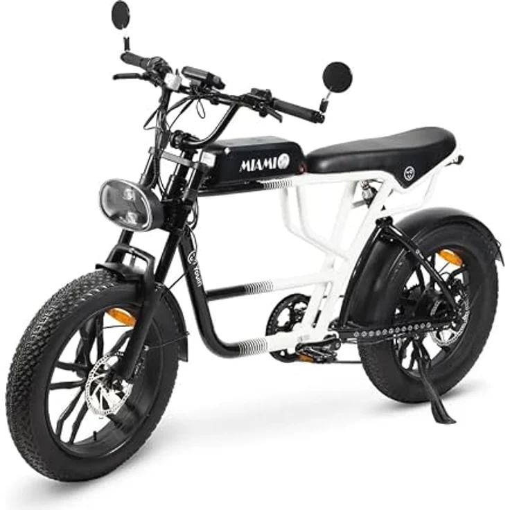 PixelPilot E-Bike Mountainbike Miami, 20 Zoll Fatbike mit 250 W Heckmotor, 720 Wh Akku, bis 100 km Reichweite, Shimano 7-Gang, Vollfederung – Bild 1