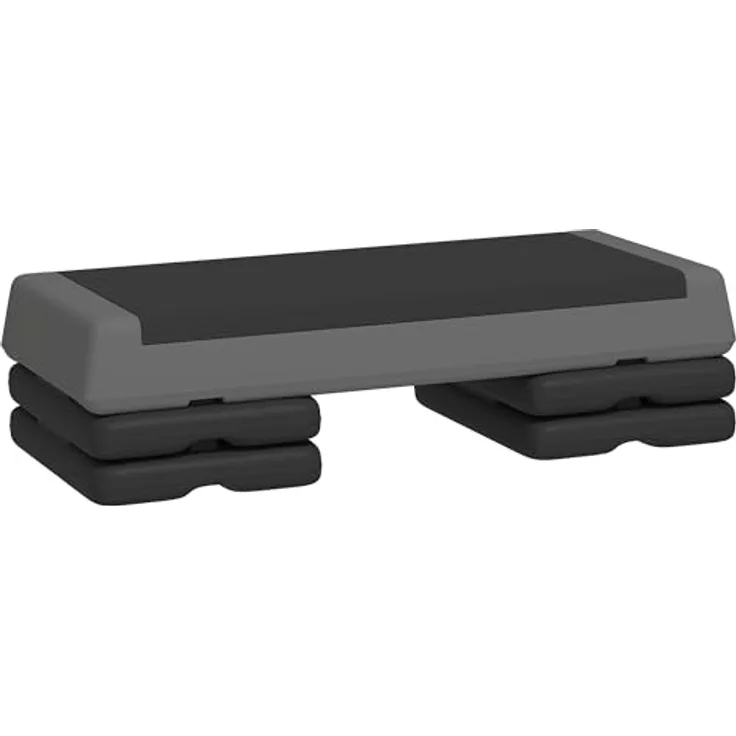 SPORTNOW Stepper, Höhenverstellbar 10,5/15,5/20,5 cm, Rutschfeste Oberfläche, Grau