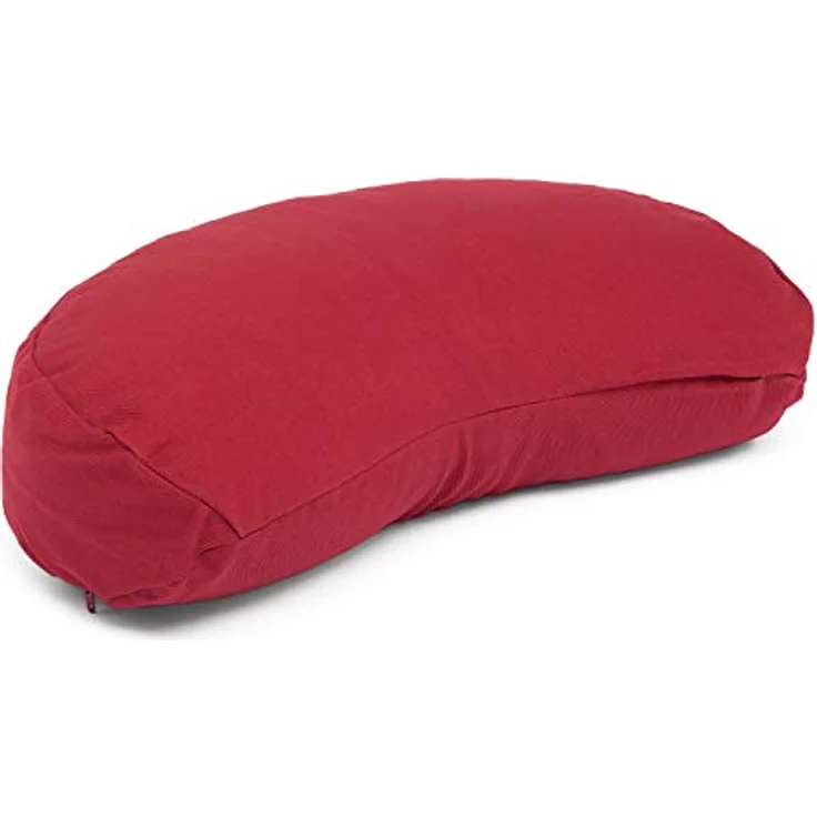 Bodhi Meditationskissen Halbmond | Yogi MOND ECO | Bezug aus 100% Bio-Baumwolle | Yogakissen halbmondförmig mit Buchweizenfüllung | Halbmondkissen für Yoga & Meditation | Bordeaux – Bild 1