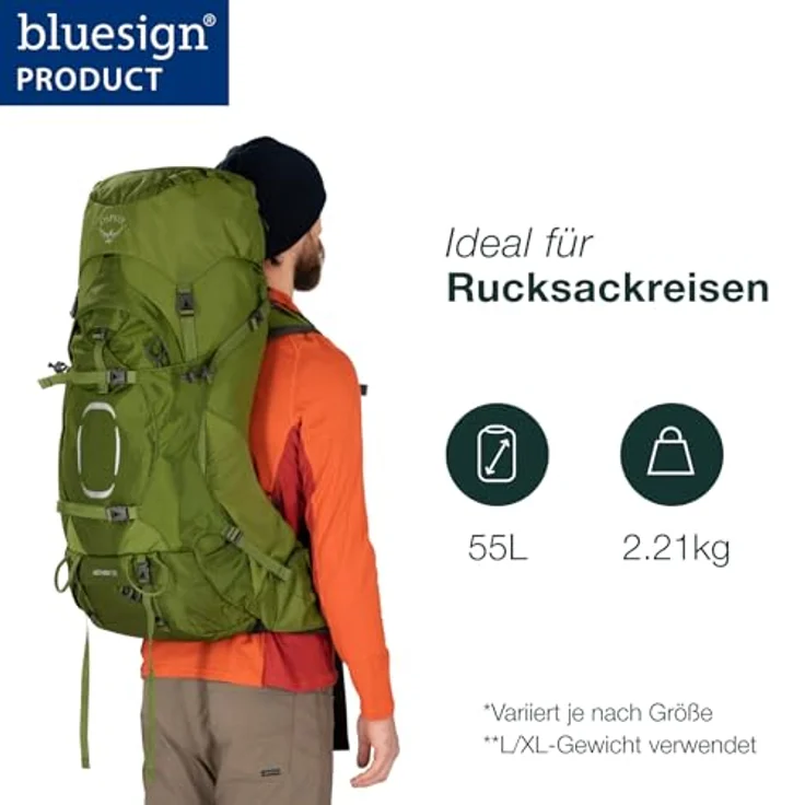 Osprey Aether 55 Deep Acorn Red S/M, Wanderrucksack mit variabler Passform und atmungsaktiver Rückenplatte – Bild 2