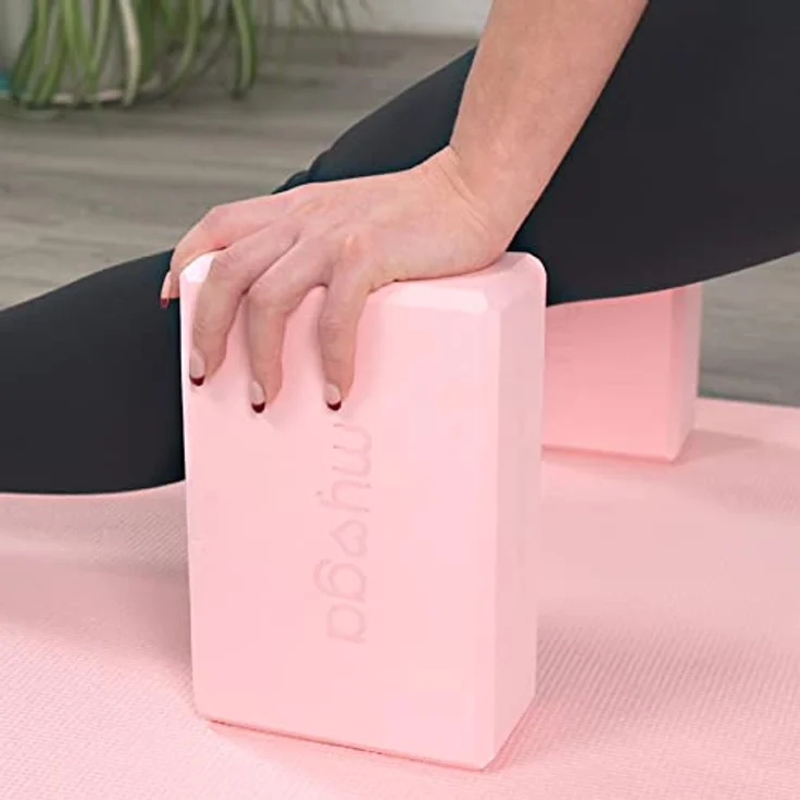 Myga Yoga Zubehör Set, 2 Rutschfeste Yoga Blöcke & Verstellbarer Yoga Gurt (Rosa), Unterstützung für Anfänger & Fortgeschrittene, Leicht & Tragbar – Bild 2