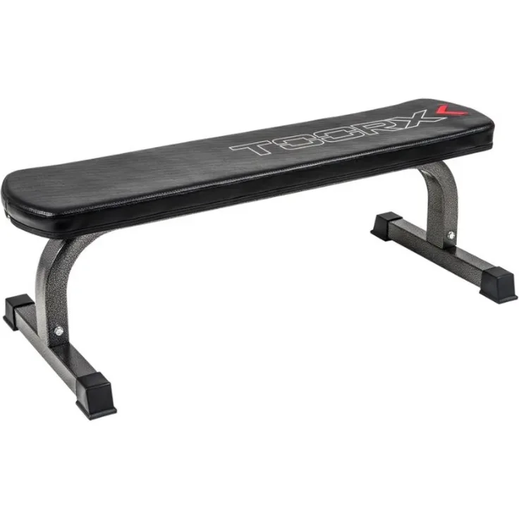 Toorx Fitness Flat Bench WBX-65, Hantelbank mit 320 kg Tragkraft, verstärktem Stahlrahmen und rutschfesten Standfüßen
